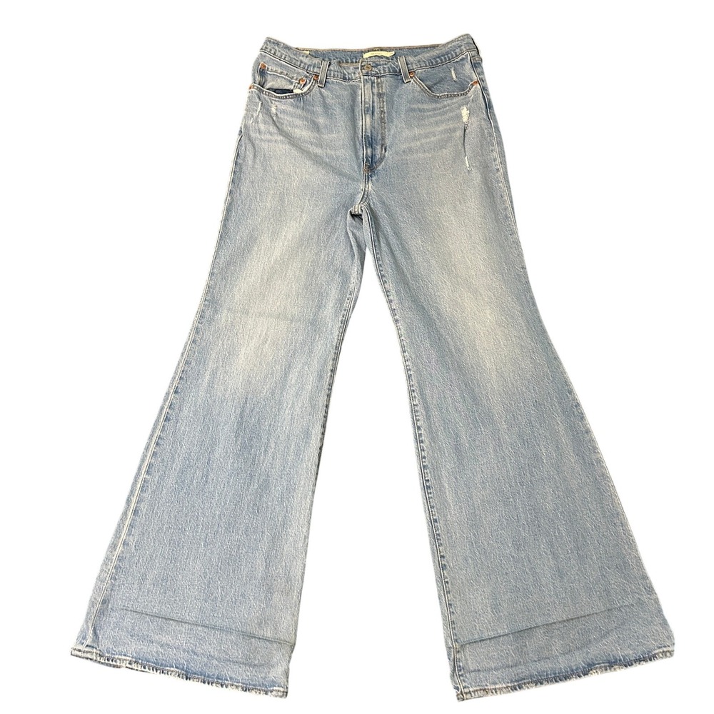 Levis Ribcage Bell High Rise Wide Leg Jeans Womens 33 Light Blue Flare 34x33
